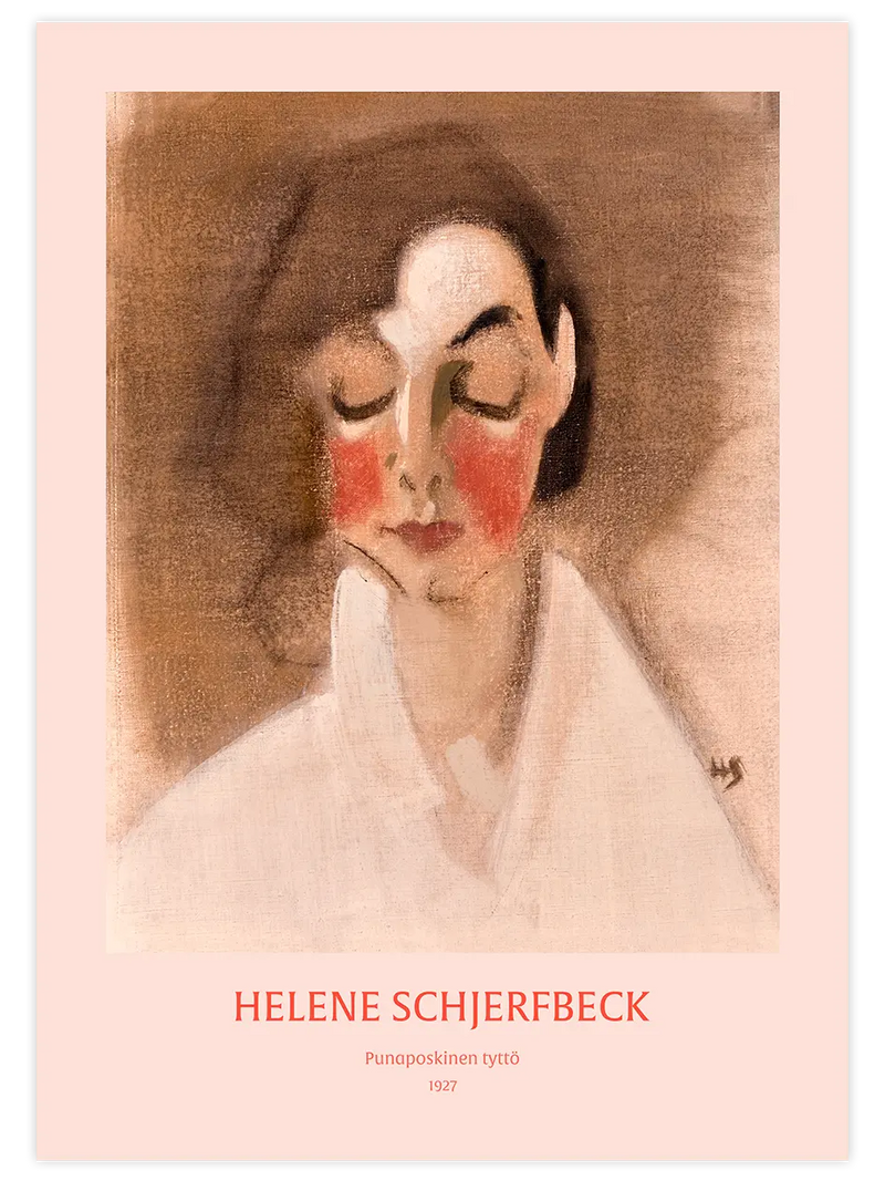 Helene Schjerfbeck Rosy-Cheeked Girl - Art Print Ünlü Ressamlar Poster