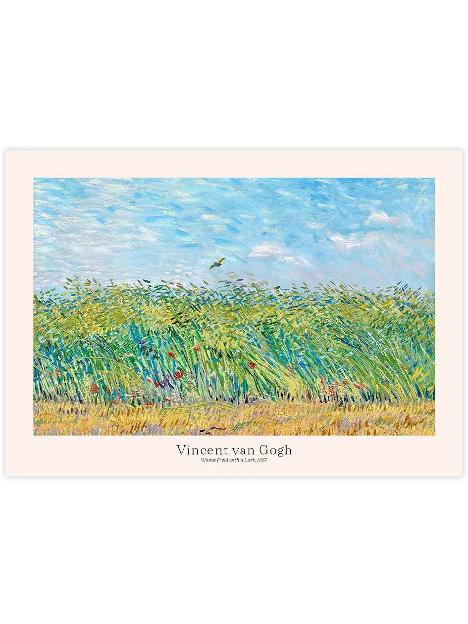 Van Gogh Tarlada Tarla Kuşu - Art Print Ünlü Ressamlar Poster