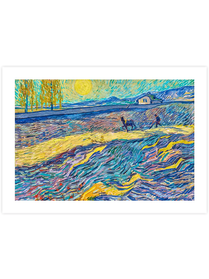 Van Gogh Enclosed Field with Ploughman - Art Print Ünlü Ressamlar Poster