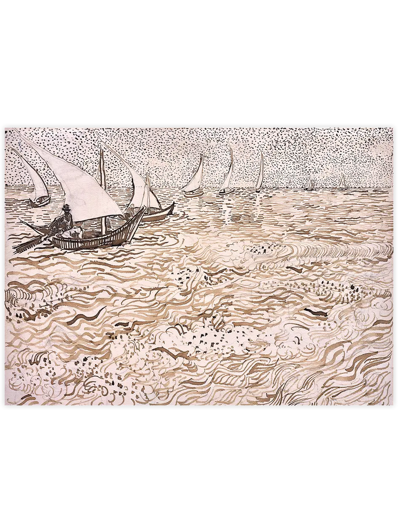 Van Gogh Seascape at Saintes-Maries - Art Print Ünlü Ressamlar Poster