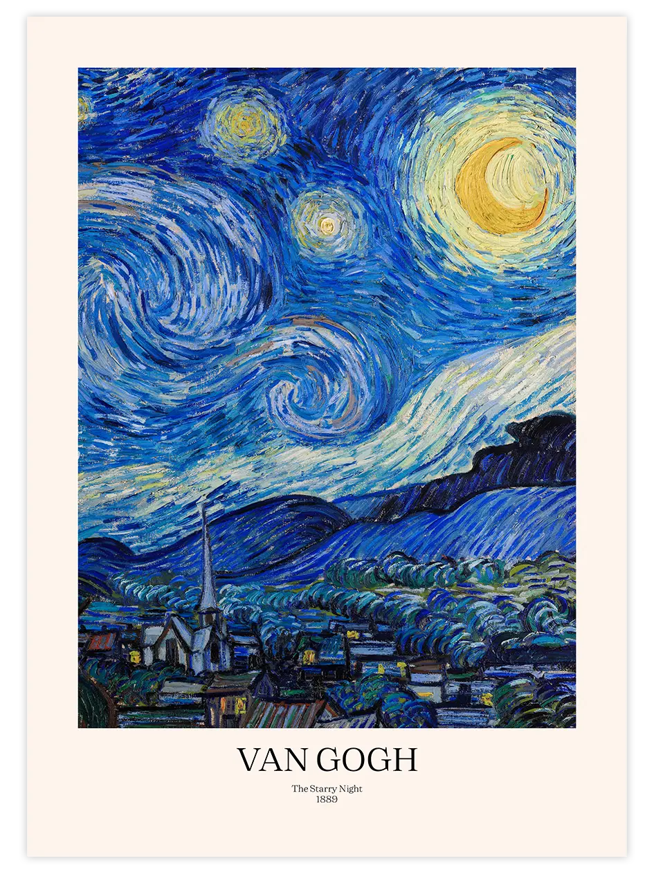 Van Gogh The Starry Night (Yıldızlı Gece) - Art Print Ünlü Ressamlar Poster