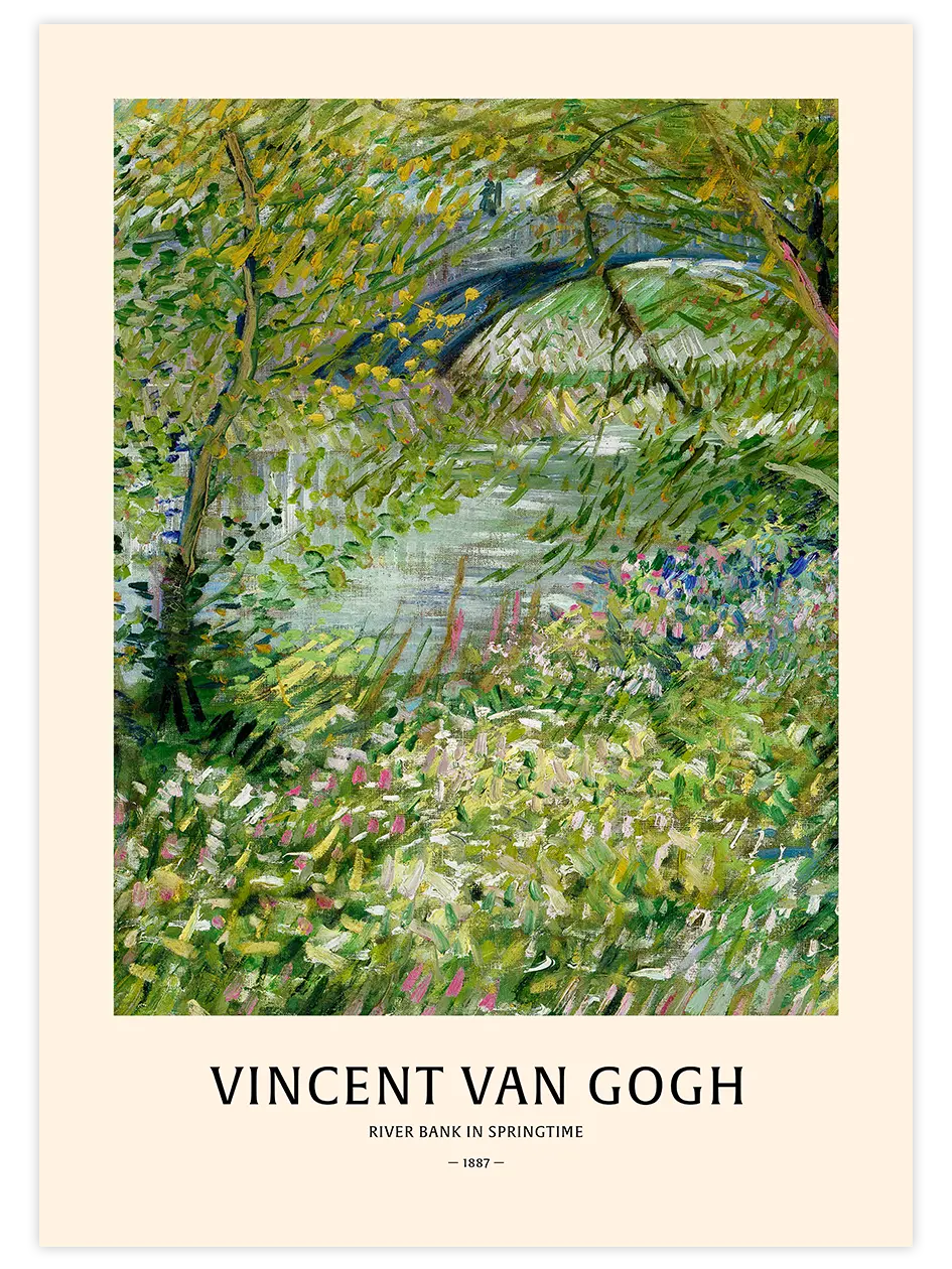 Van Gogh River Bank - Art Print Ünlü Ressamlar Poster