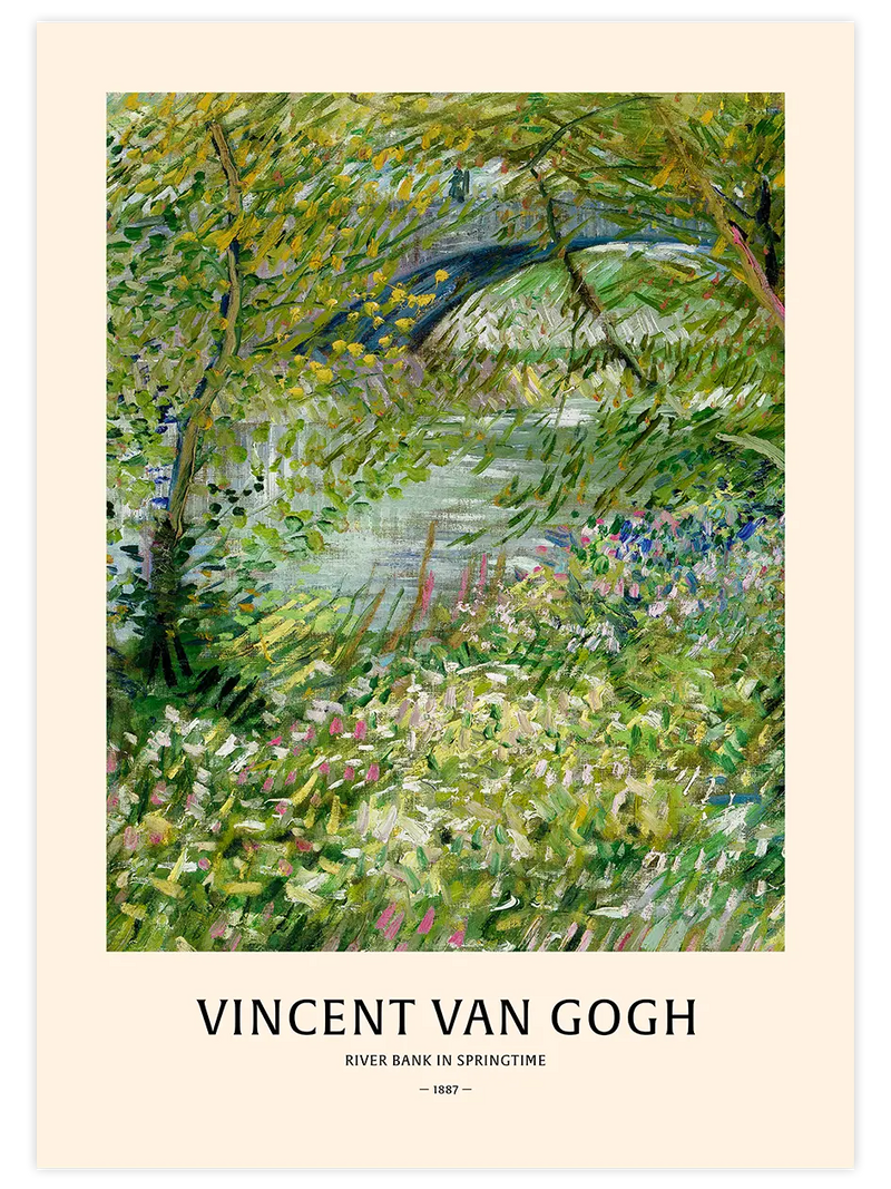 Van Gogh River Bank - Art Print Ünlü Ressamlar Poster