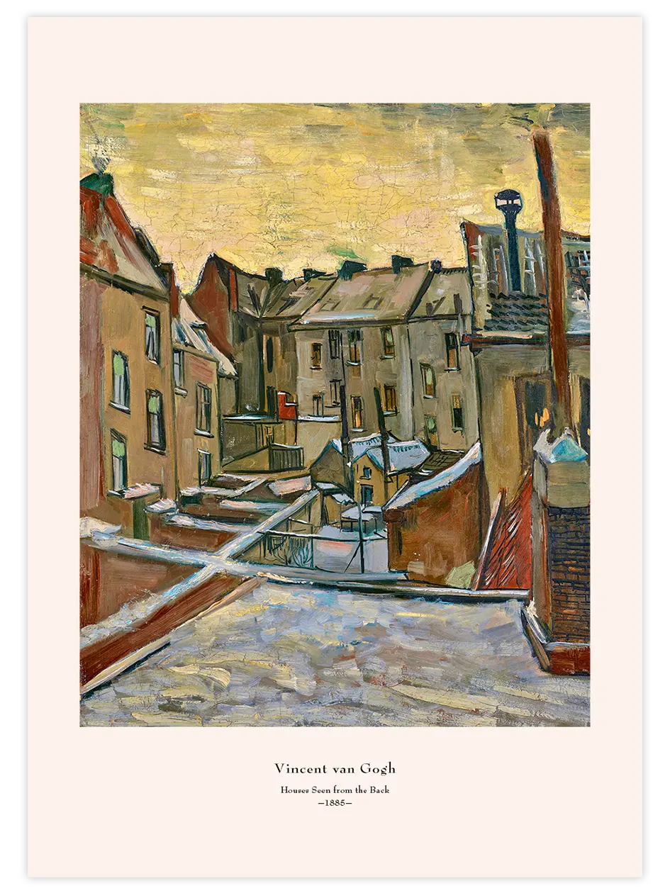 Van Gogh Evlerin Arkadan Görünümü - Art Print Ünlü Ressamlar Poster