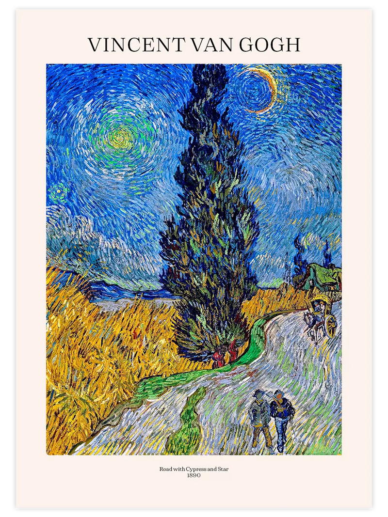 Van Gogh Road with Cypress and Star - Art Print Ünlü Ressamlar Poster