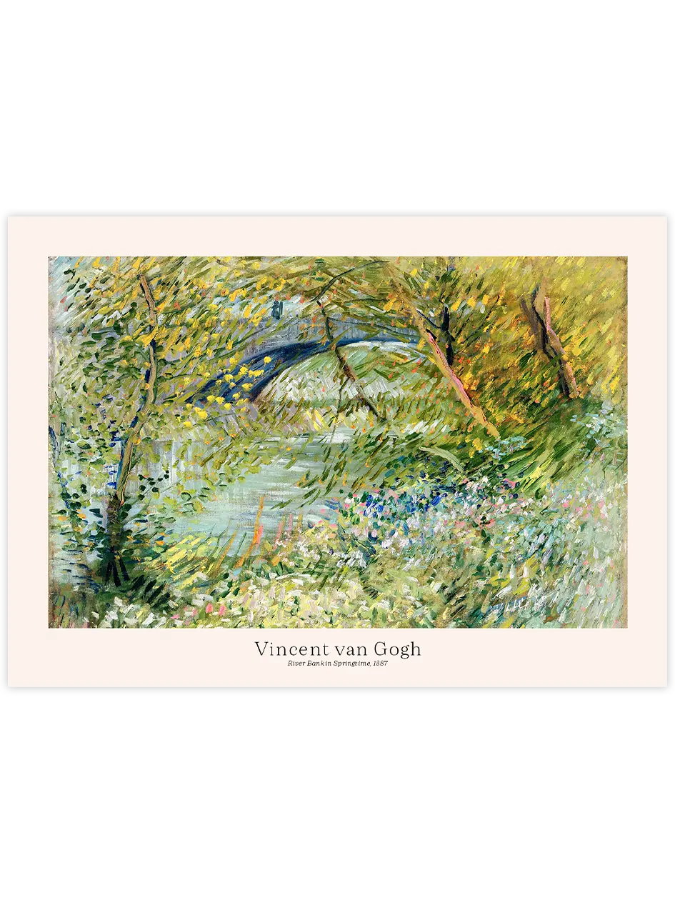 Van Gogh İlkbaharda Nehir Kıyısı - Art Print Ünlü Ressamlar Poster