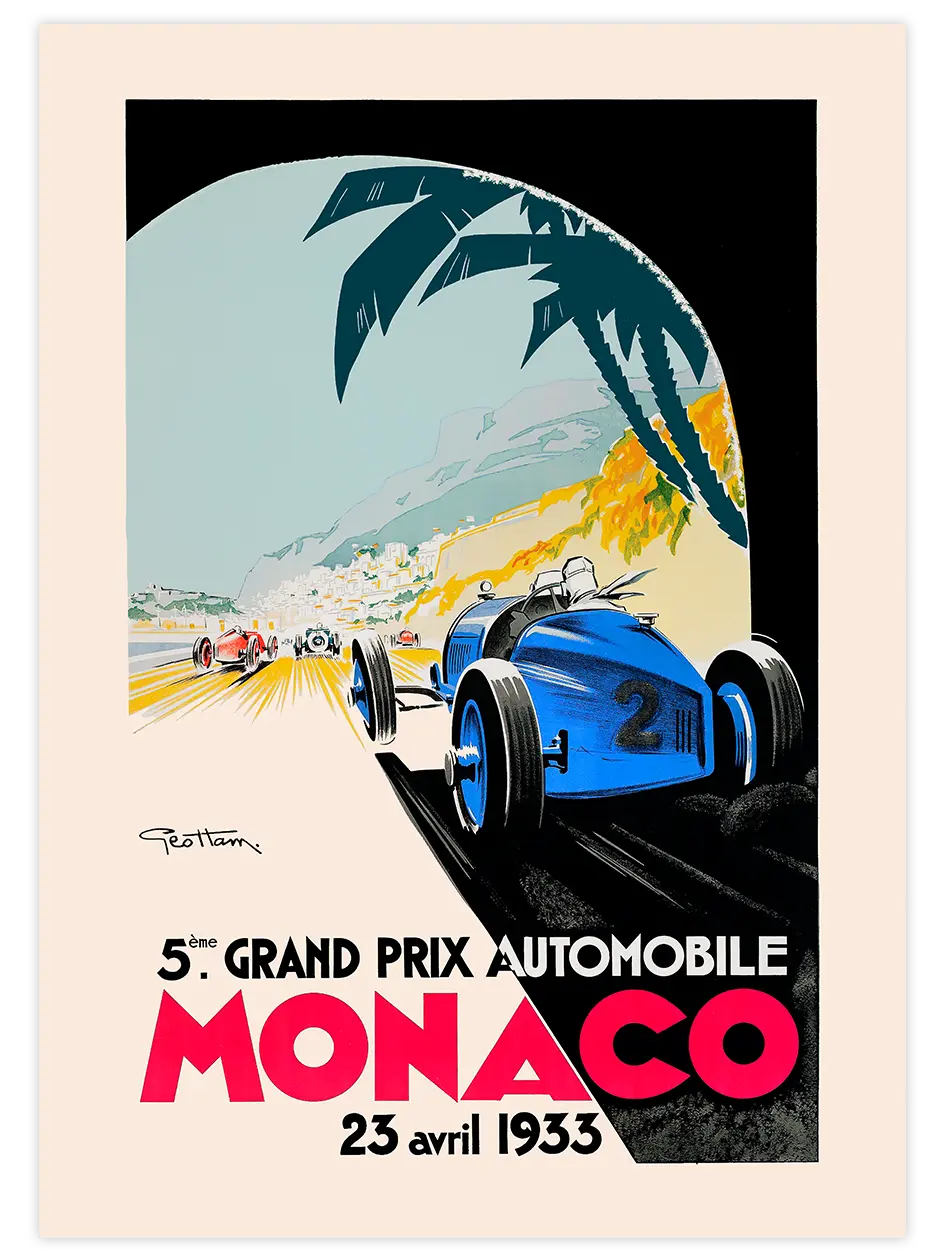Vintage Grand Prix Monaco - Art Print Ünlü Ressamlar Poster