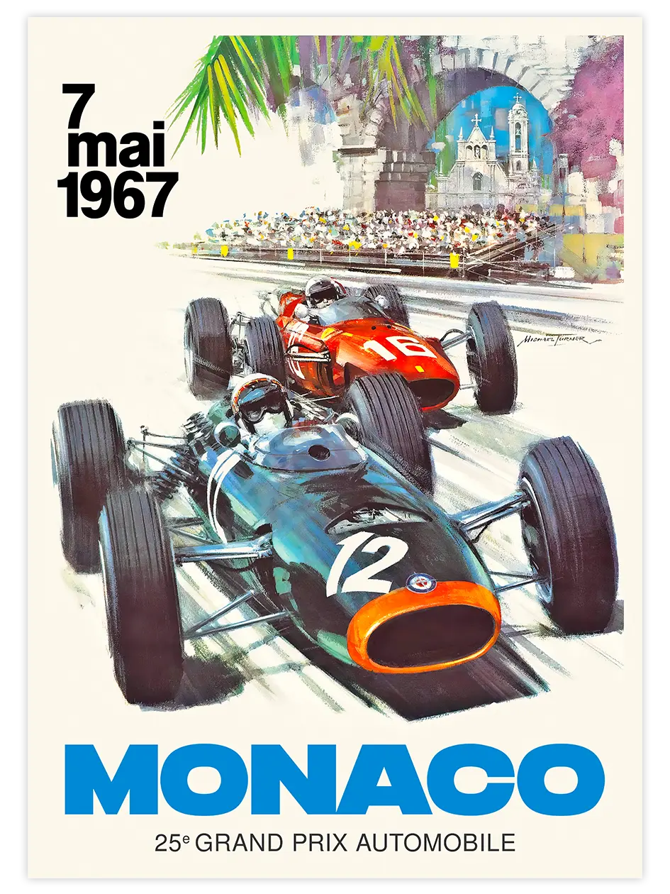 Vintage Grand Prix Monaco - Art Print Ünlü Ressamlar Poster