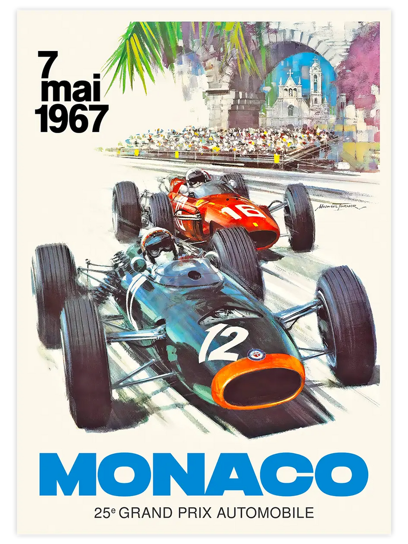 Vintage Grand Prix Monaco - Art Print Ünlü Ressamlar Poster
