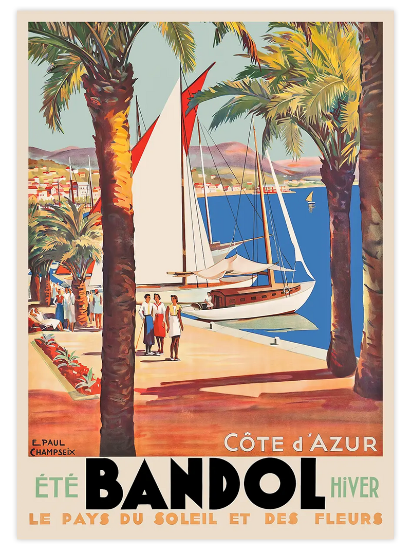 Vintage Bandol Côte d’Azur - Art Print Ünlü Ressamlar Poster