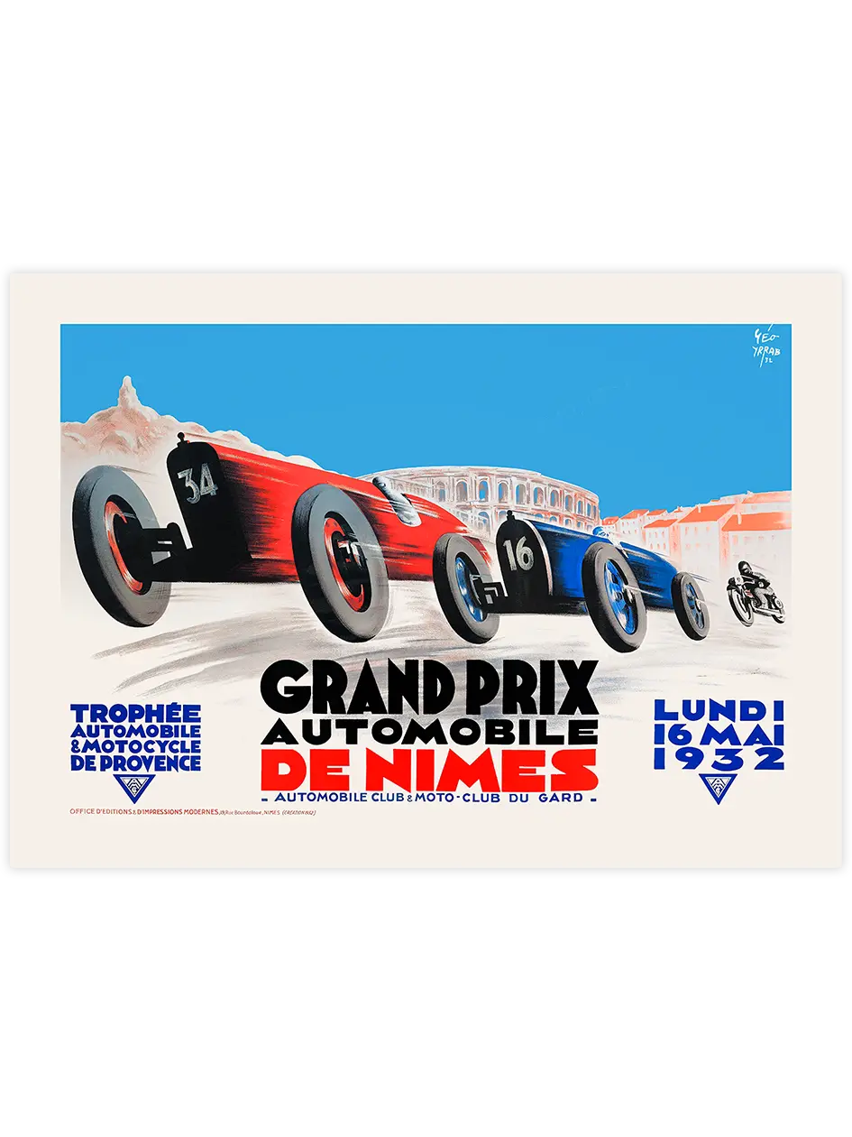 Vintage Grand Prix Nimes - Art Print Ünlü Ressamlar Poster