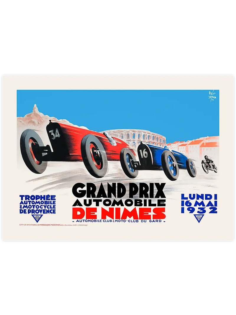 Vintage Grand Prix Nimes - Art Print Ünlü Ressamlar Poster