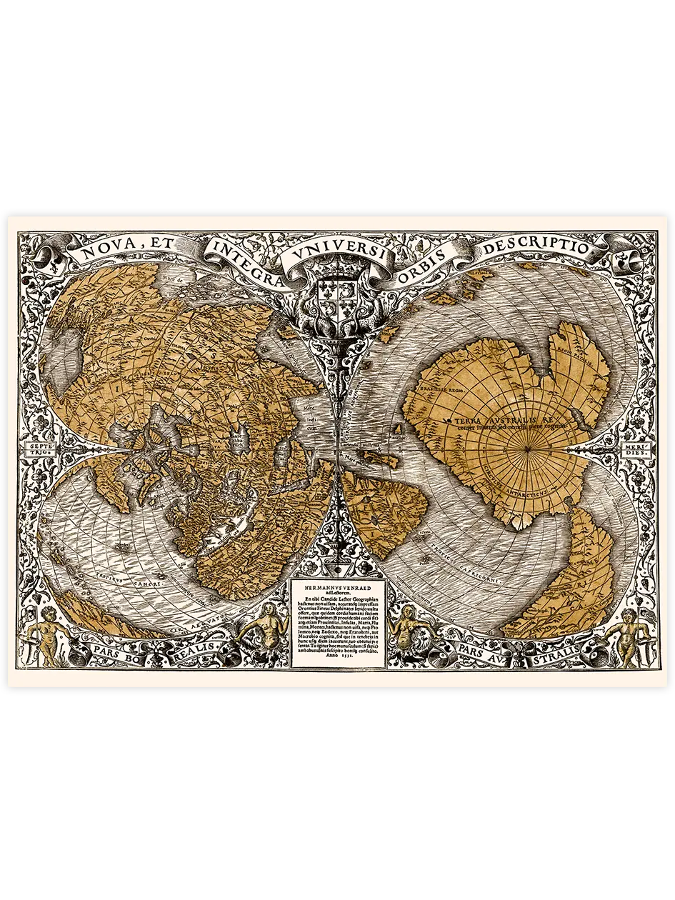 Vintage Dünya Haritası - Art Print Ünlü Ressamlar Poster