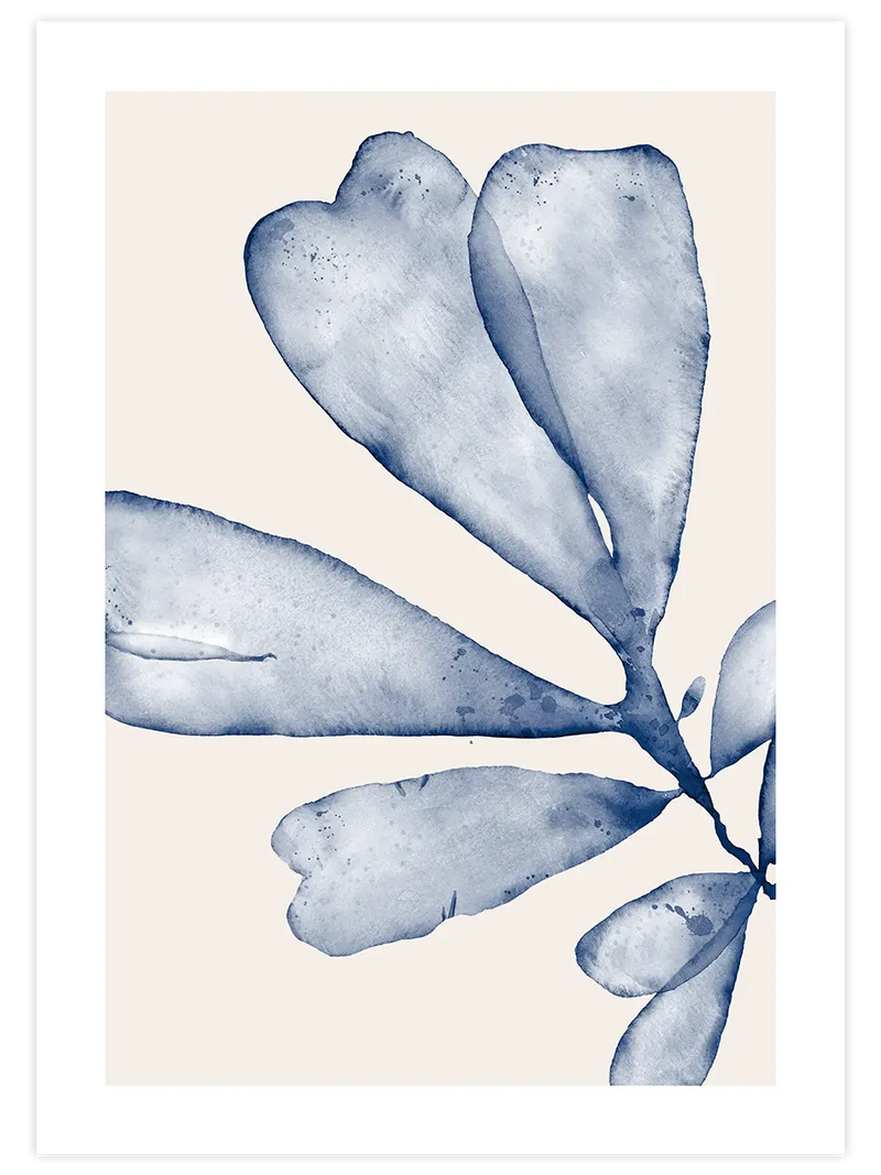 Blue Leaves N3 - Art Print Sanatsal Poster