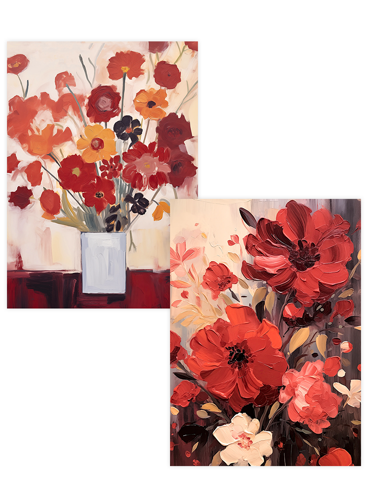 Red Flowers - Poster Seti Duo Sanatsal Poster