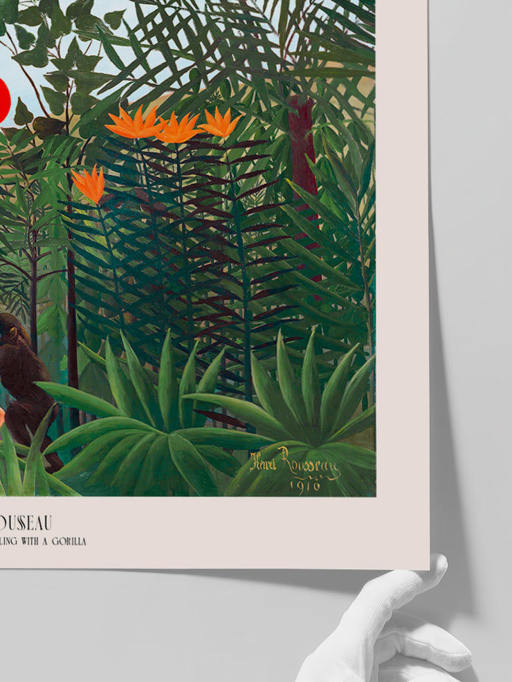 Henri Rousseau American Indian Struggling with a Gorilla - Art Print Poster