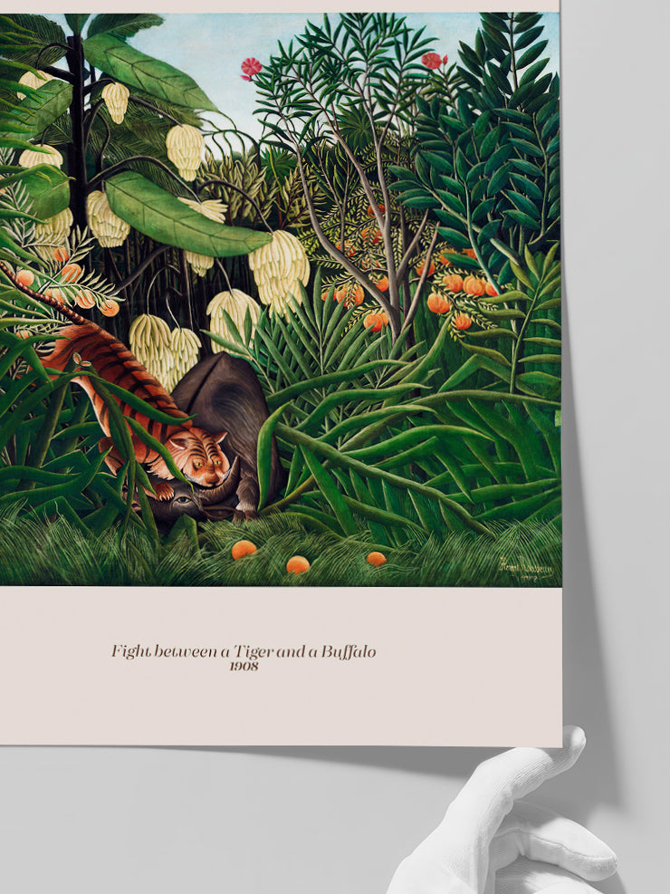 Rousseau Fight Between A Tiger And A Buffalo - Art Print Poster