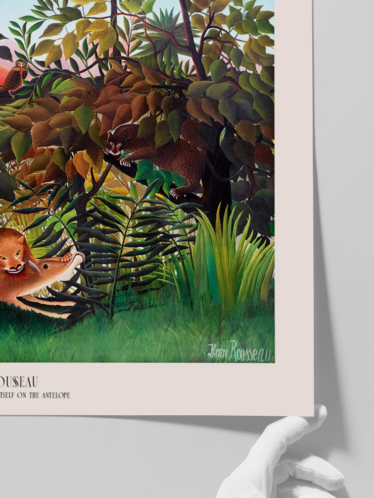 Henri Rousseau The Hungry Lion Throws Itself on the Antelope - Art Print Poster