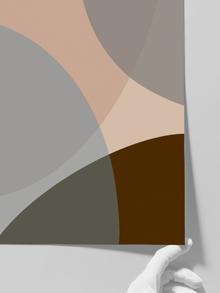 Blue Brown Shapes N2 - Art Print Poster
