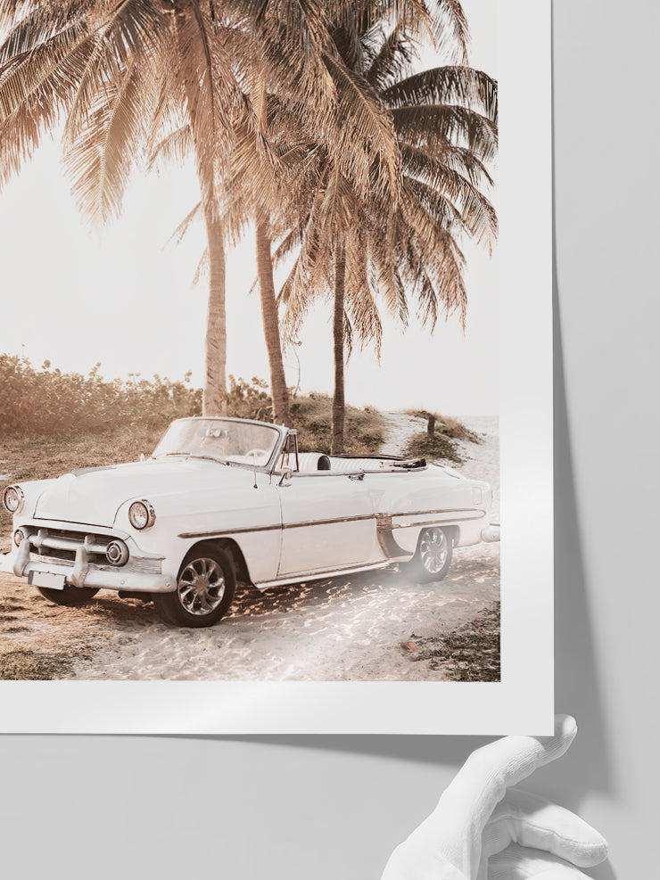 Cabriolet On The Beach - Art Print Poster