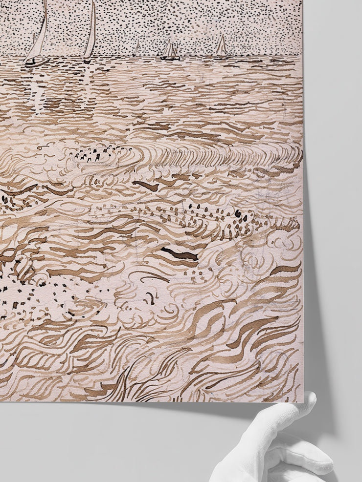 Van Gogh Seascape at Saintes-Maries - Art Print Poster