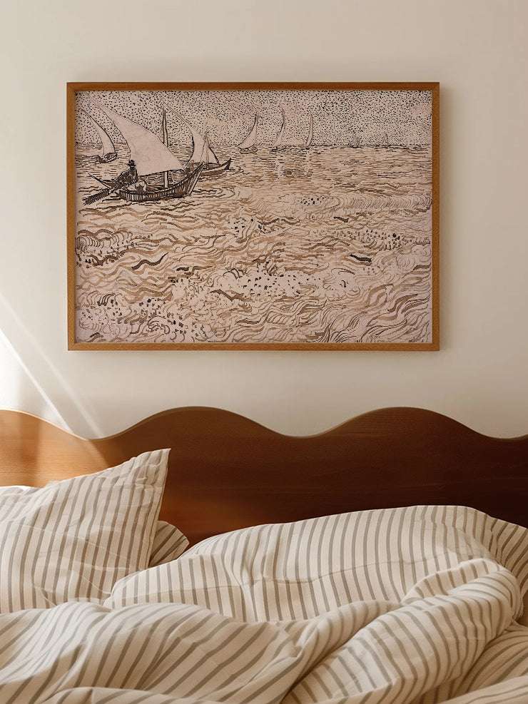 Van Gogh Seascape at Saintes-Maries - Art Print Poster