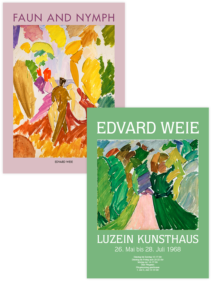 Edvard Weie Faun and Nymph - Poster Seti Duo Ünlü Ressamlar Poster