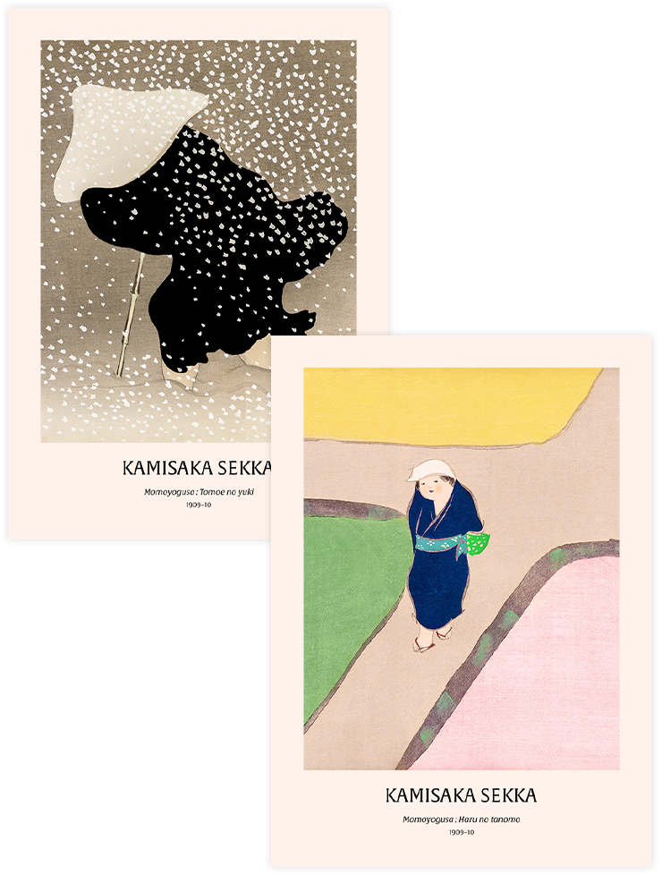 Kamisaka Sekka Snow - Poster Seti Duo Ünlü Ressamlar Poster