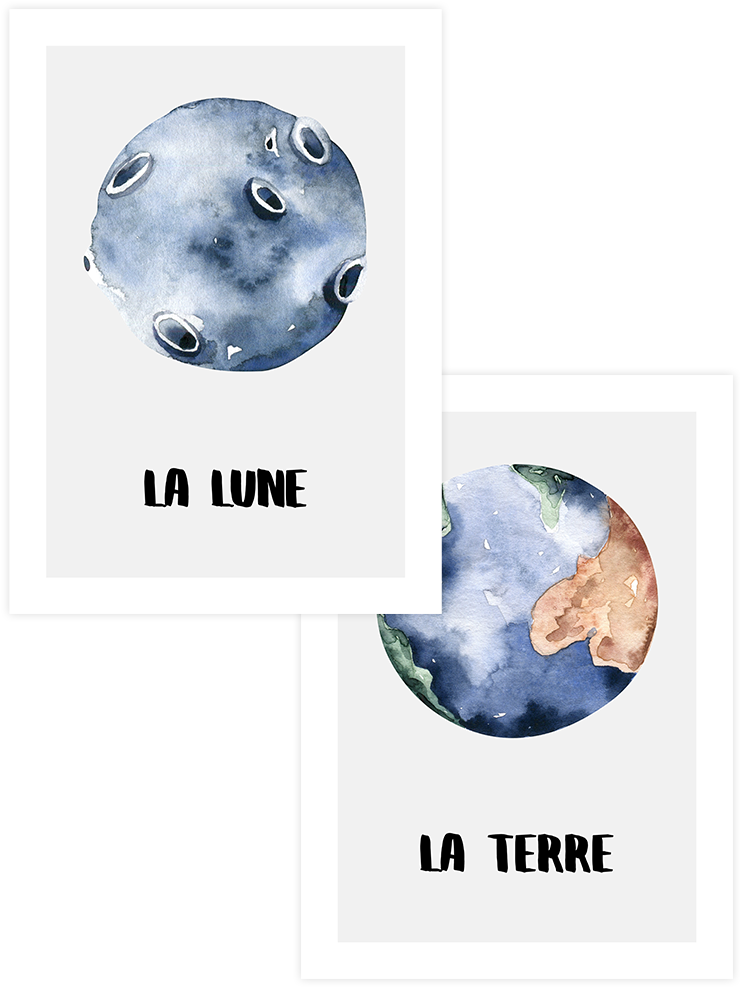La Terre & La Lune - Poster Seti Duo Çocuk Odası Poster