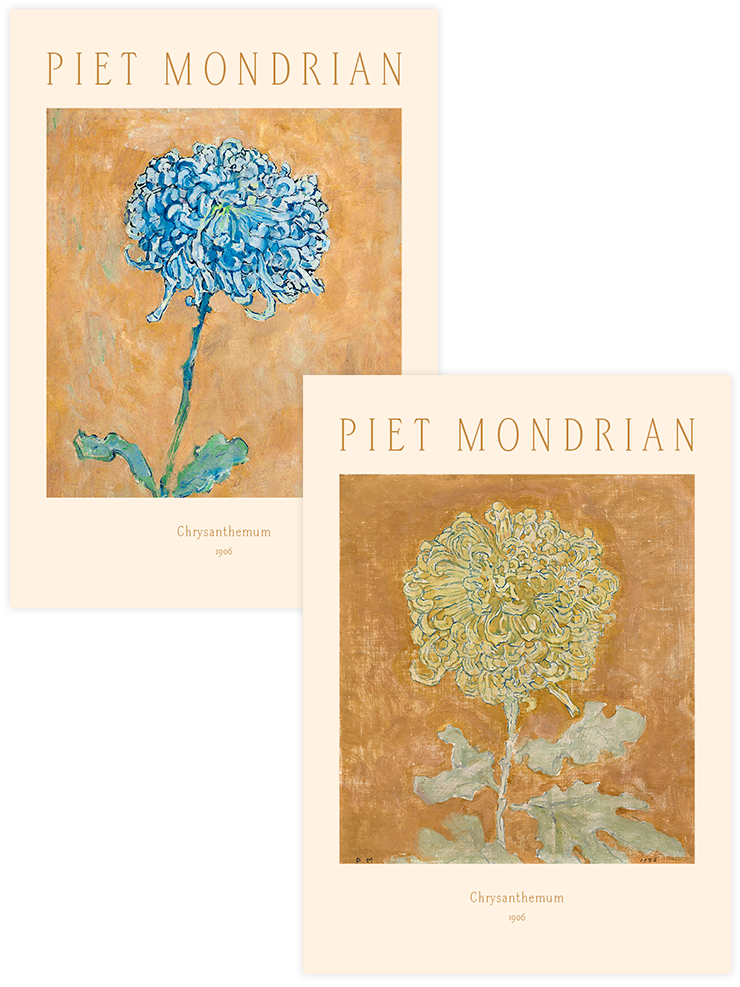 Piet Mondrian Chrysanthemum - Poster Seti Duo Ünlü Ressamlar Poster
