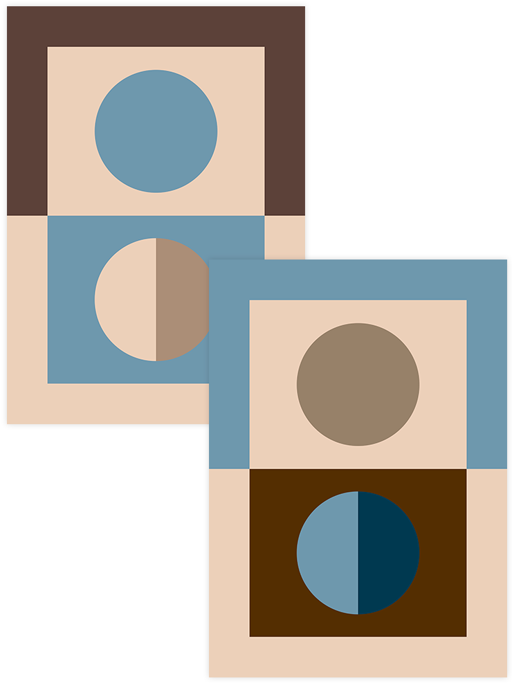 Blue, Brown, Beige - Poster Seti Duo Sanatsal Poster