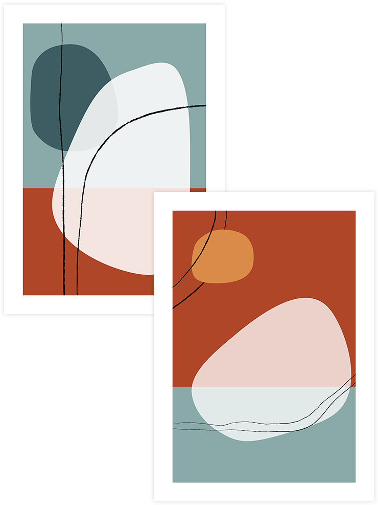 Shapes & Lines - Poster Seti Duo Sanatsal Poster