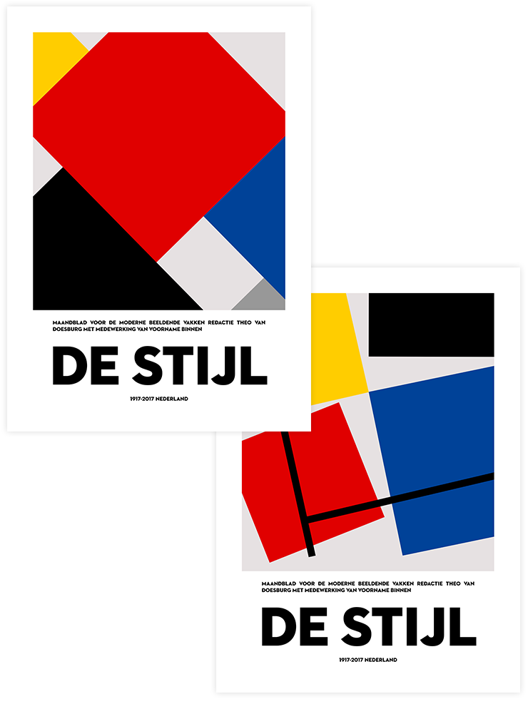De Stijl - Poster Seti Duo Ünlü Ressamlar Poster