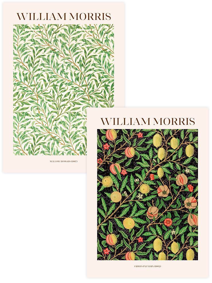 William Morris Fruits & Willow - Poster Seti Duo Ünlü Ressamlar Poster