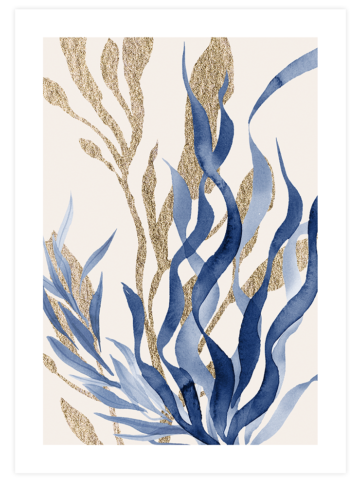 Blue Leaves N2 - Art Print Sanatsal Poster