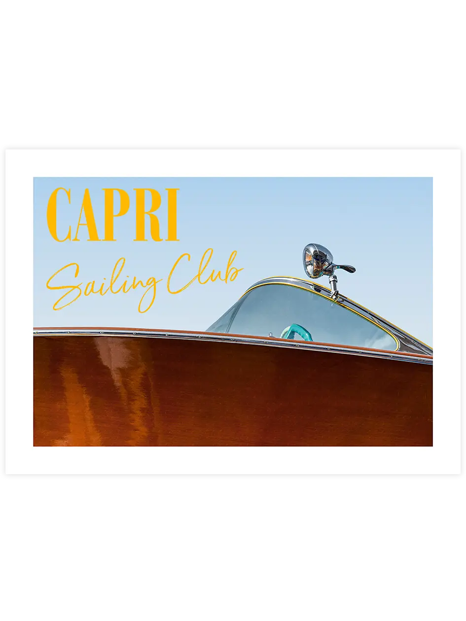 Capri Sailing Club yazılı klasik tekne posteri