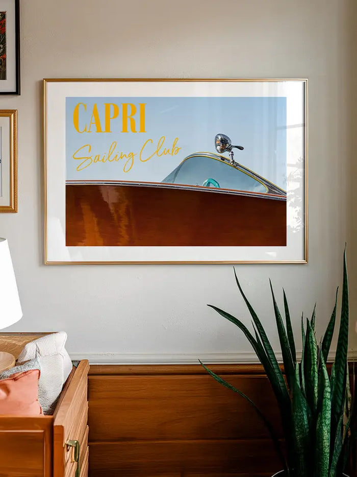 Ahşap sürat teknesi detaylı Capri posteri