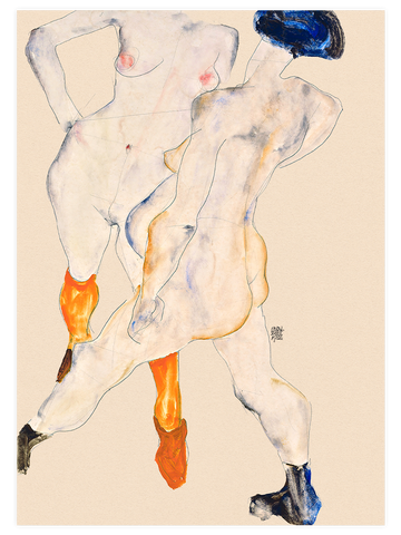 Egon Schiele Two Female Nudes, Standing - Art Print Egon Schiele Two Female Nudes, Standing - Art Print