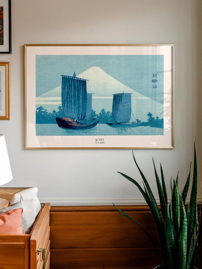 Konen, Sailboats and Mount Fuji - Art Print Poster