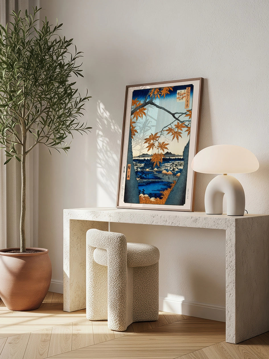 Hiroshige, Maple Trees at Mama - Art Print Poster