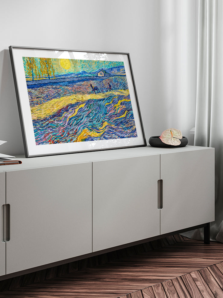 Van Gogh Enclosed Field with Ploughman - Art Print Poster