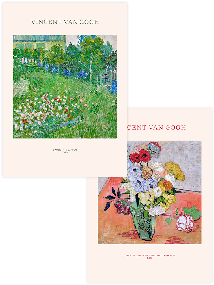 Van Gogh Japanese Vase - Poster Seti Duo Ünlü Ressamlar Poster