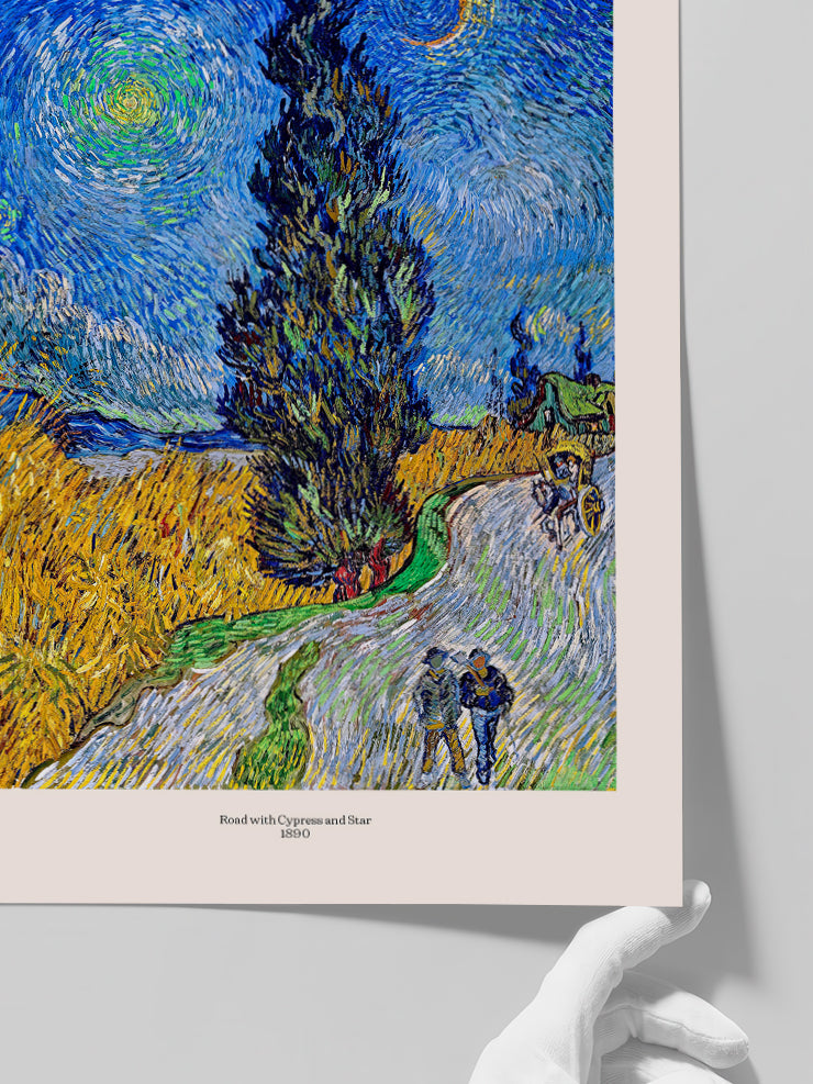 Van Gogh Road with Cypress and Star - Art Print Poster