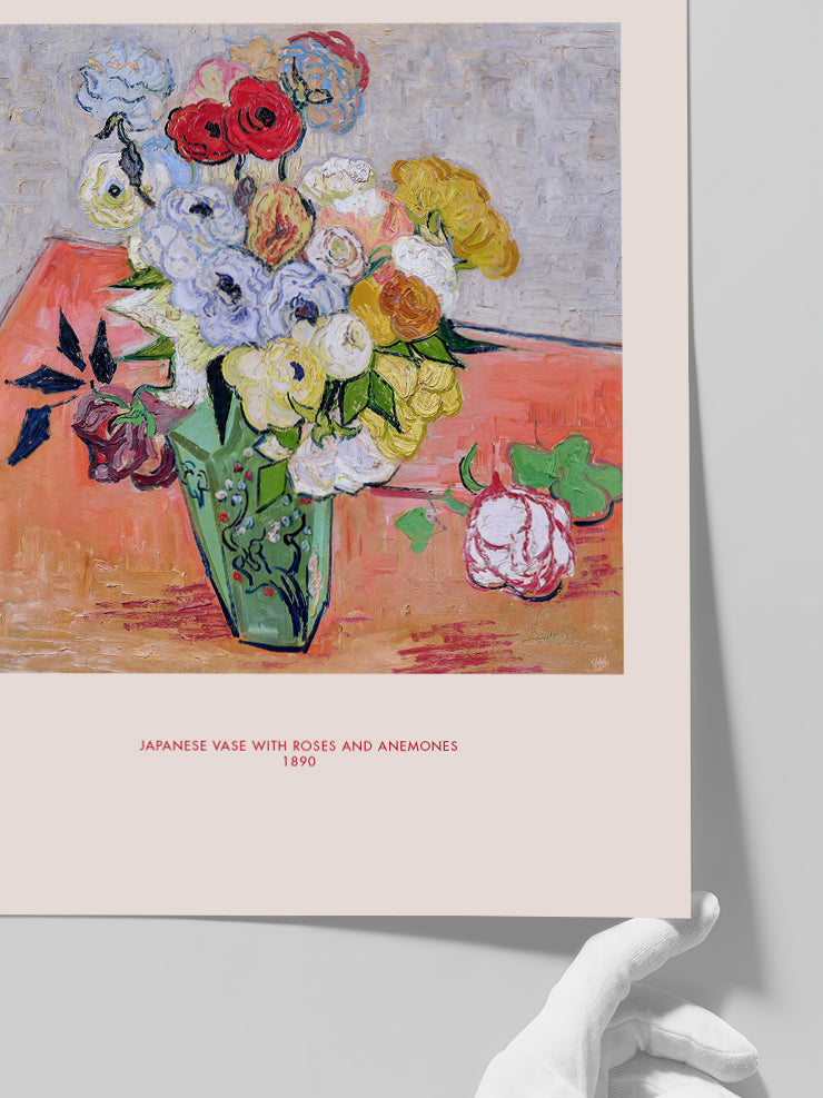 Van Gogh Japanese Vase with Roses and Anemones - Art Print Poster