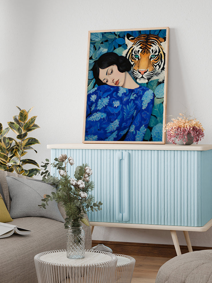 Wild Woman Blue - Art Print Poster