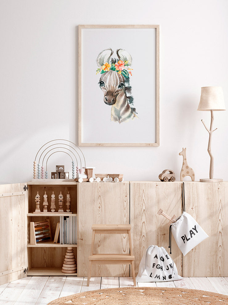 Sevimli Zebra - Art Print Poster