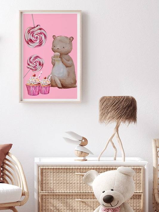 Cupcake & Lollipop Poster - Giclée Baskı