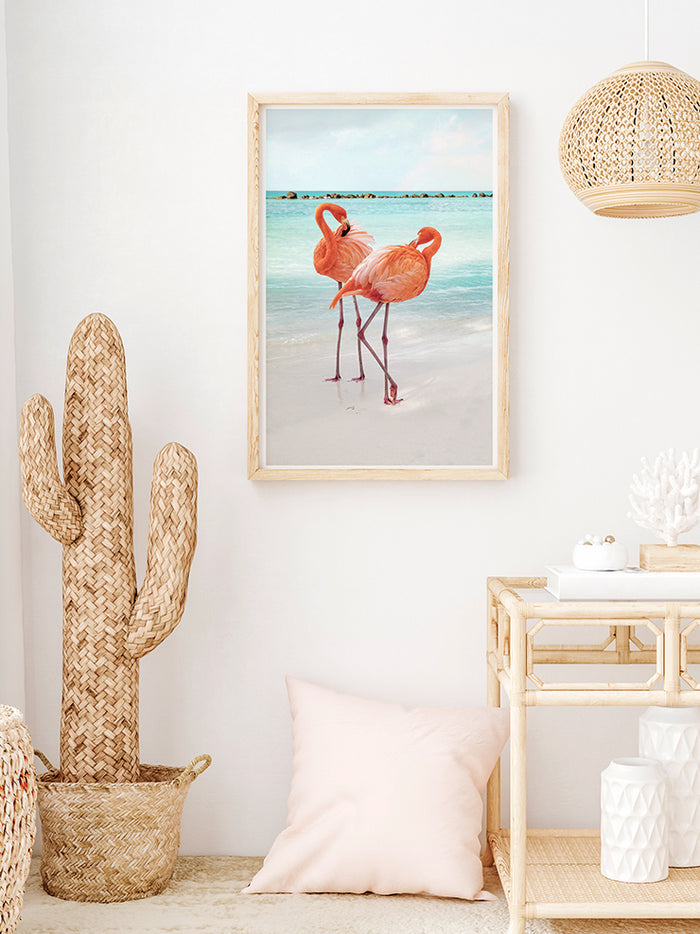İki Flamingo - Art Print Poster