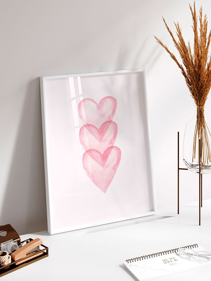 Pink Hearts - Art Print Poster