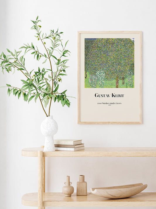Gustav Klimt Rose Bushes Under Trees Poster - Giclée Baskı